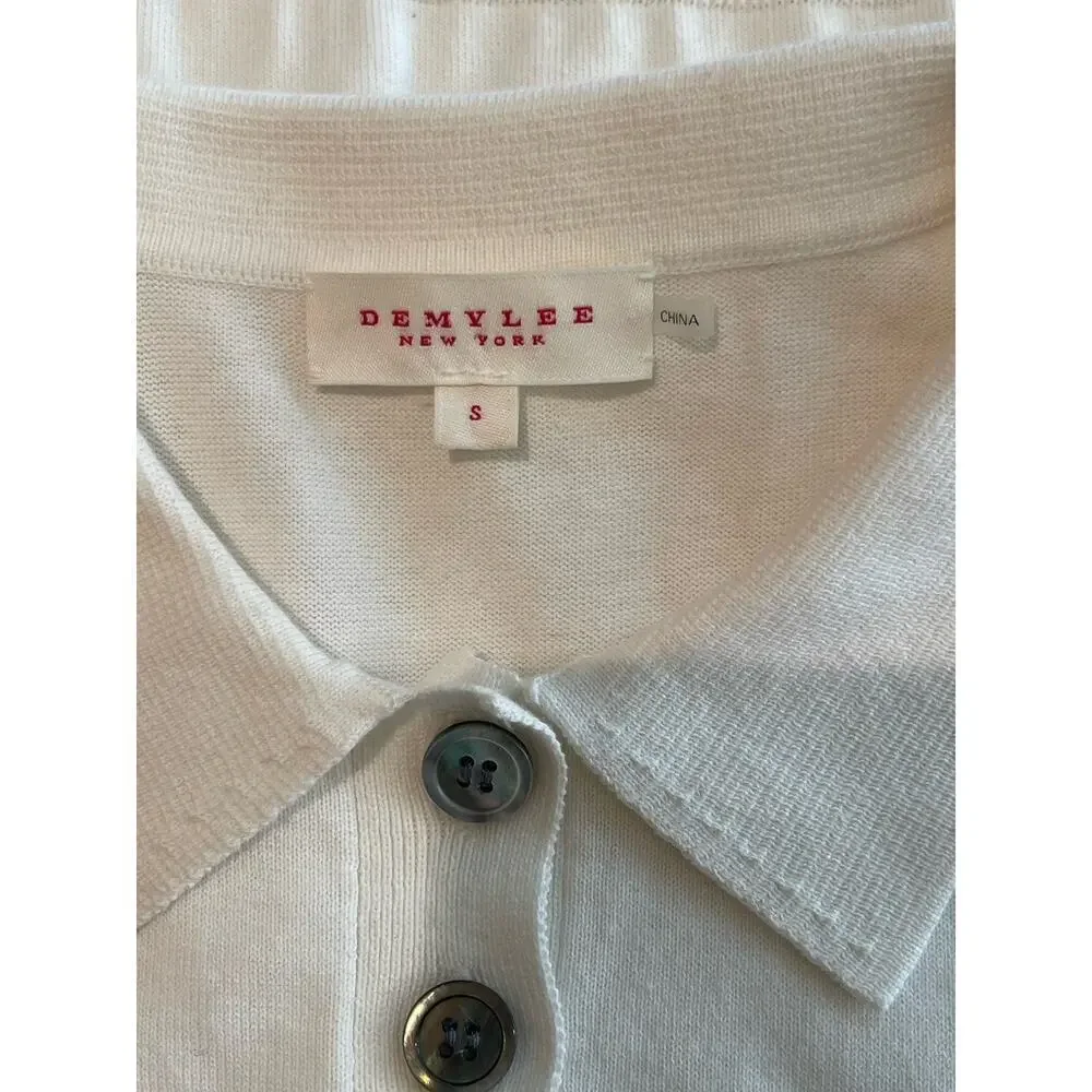 DEMY LEE New York Ayana Button up sleeveless Polo Top Size Small Ivory